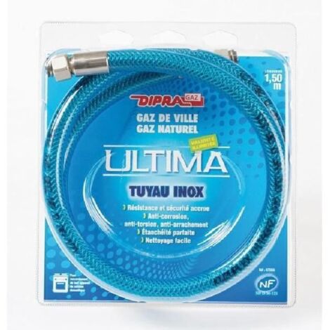 DIPRA - Flexible inox pour le gaz naturel 150 cm – Validité illimitée - Certifié NF