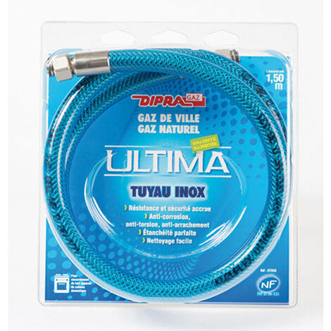 DIPRA - Flexible inox pour le gaz naturel 100 cm – Validité illimitée - Certifié NF