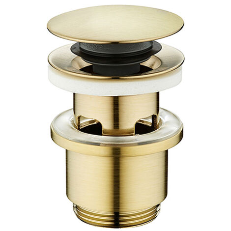 Edouard Rousseau – Bonde de lavabo clic-clac avec trop plein – Laiton brossé – Ø 63 mm – Sortie 33x42 (1'1/4) – Certifiée NF pour drainage efficace