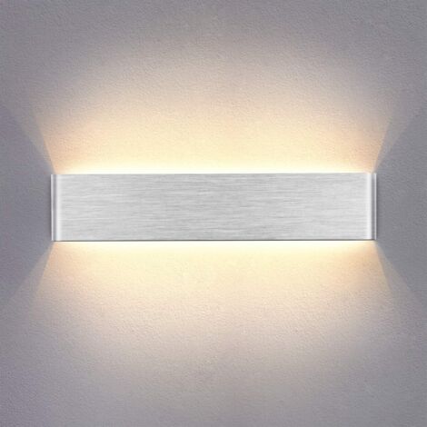 Stoex – Applique murale LED 14W 40cm – Argent gris brossé – Lumière blanc chaud – Pour salle de bain et espaces commerciaux