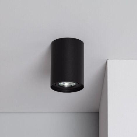 Ledkia – Plafonnier en aluminium noir – Douille GU10 – Dimensions Ø 80 x 110 mm – Éclairage décoratif pour salons et chambres