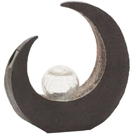 Lindby – Lampe solaire décorative LED Adem marron en forme de lune – Éclairage extérieur avec recharge solaire – 31 cm pour mise en valeur jardin