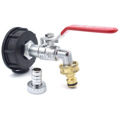 Multitanks – Raccord robinet laiton chromé S60x6 – Sortie raccord rapide pour cuves 1000L – Résistant intempéries – Installation facile