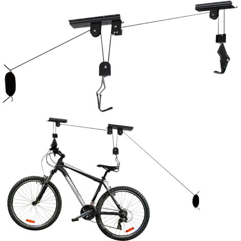 Wiltec – Support ascenseur pour vélo jusqu'à 20 kg – Crochets en caoutchouc – Installation facile – Pour garage et cave