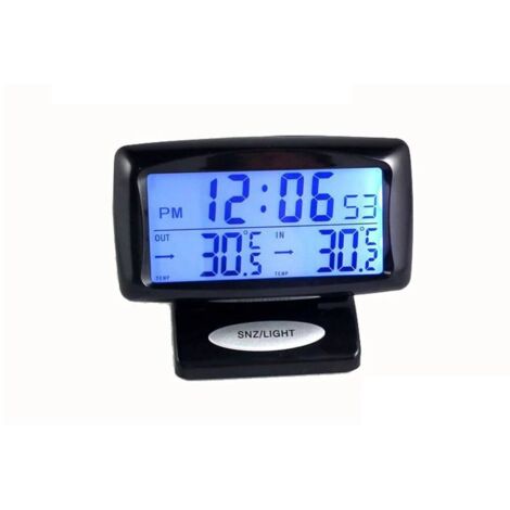 Thermomètre de véhicule avec horloge outil de mesure de la température Petite horloge numérique orloge électronique affichage numérique horloge thermomètre pour l'intérieur de la voiture (1/8)