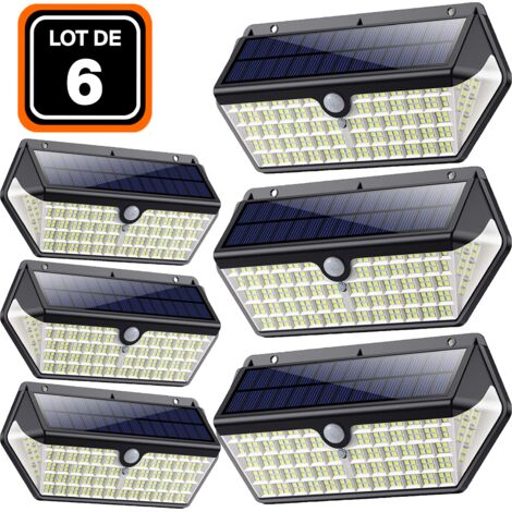 LOT DE 6 PROJECTEURS SOLAIRE DÉTECTEUR DE MOUVEMENT 266 PCS LED 2500 LUMENS (1/5)