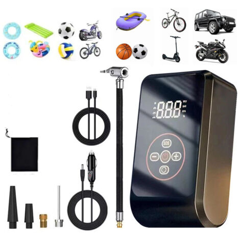 Longziming – Gonfleur pneus voiture 150 PSI – Compresseur à air portable 4000 mAh – Affichage LCD et lumière LED – Pour moto et ballons (1/5)