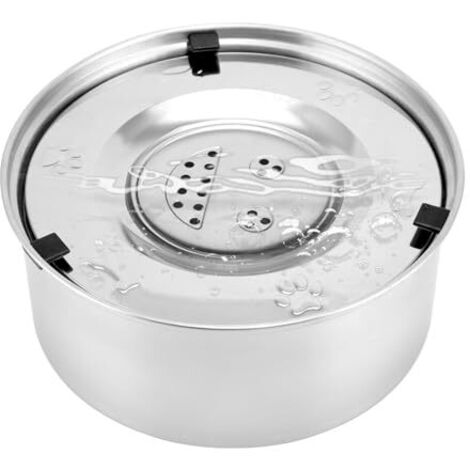 Gamelle Eau pour Chien 3L, Gamelle Eau Chien Anti Eclaboussure, Abreuvoir en Acier Inoxydable avec Fond Antidérapant, pour Animaux de Compagnie