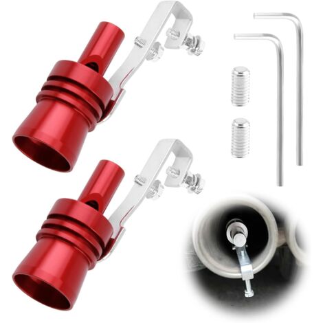 2 Pièces Turbo Whistle, Sifflet Tuyau d'Échappement de Voiture Taille XL, Blow-off Turbo Sound Simulator en Aluminium, Accessoire de Voiture Universel pour Modification(Rouge) (1/5)