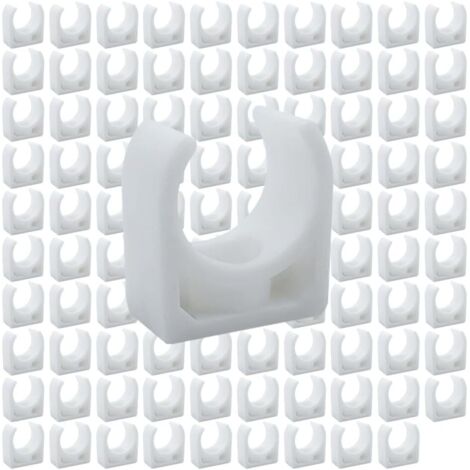 Clips de Tuyau en Plastique-100 pièces Support en U pour tuyau en PPR,Pour la plomberie et la tuyauterie,Vis non incluses(Diamètre intérieur 16mm) (1/5)