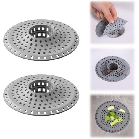 2 Pièces Attrape-Cheveux pour Baignoire, Attrape-Cheveux en Silicone pour Baignoire, Protecteur de Drain Tout-en-Un pour Douche, Conçu pour Drains Normaux (1/5)