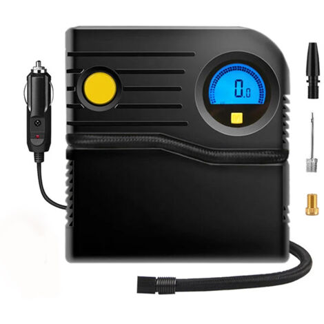 Longziming – Gonfleur pneus voiture 12V – Compresseur à air portable avec manomètre – Gonflage rapide en 5 min – Tuyau de 3,48m pour accès facile (1/5)