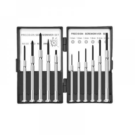 Longziming – Kit de 11 tournevis de précision – 3 tailles cruciformes et 6 tailles plates – Lames en acier inoxydable – Pour réparation électronique et lunettes (1/5)