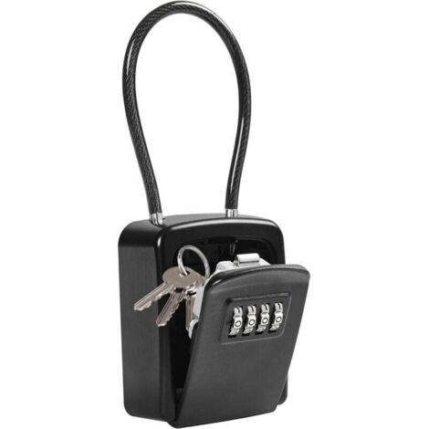 Boite a Clefs à Code Suspendu, Boîte à Clés Portable En Câble Métallique, Boite a Clé Avec Code 4 Chiffes, Boite a Clef De Sécurité Externe Étanche, Boîte à Clés Sans Installation, Capacité De (1/4)