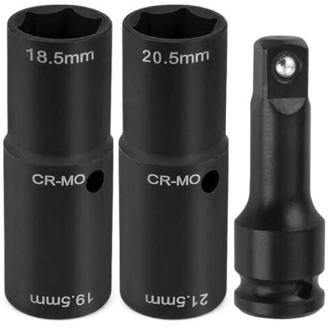 Douille pour écrou de roue 19,5 18,5 20,5 21,5 mm clé à écrou de roue à double tête pour écrou Ford, jeu de douilles à chocs pour jantes en acier au chrome-molybdène 1/2" compatible avec Ford Land Rov