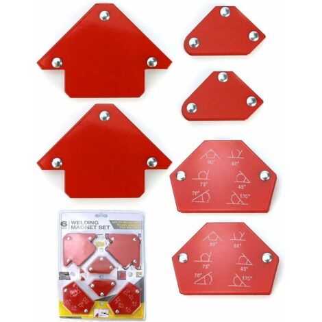 6 Pièces Aimant Soudure, Positionneur Soudure Magnétique Angle Soudure 30°/45°/60°/75°/90°/105°/120°/135°, Force de Maintien 6,8kg/15lbs - 11,3kg/25lbs