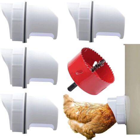 Abreuvoir et mangeoire pour basse-cour et poulailler 4 tétines Mangeoire à Poulet et scie Cloche Automatique Distributeur de Nourriture pour volaille Résistant à la Pluie en Plastique Accessoire Poula (1/5)
