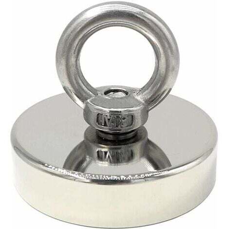 aimant néodyme 140 kg force diamètre 60 mm, aimants avec anneaux de levage puissant pour l'industrie et la science, pêche magnétique INHHUB (1/4)