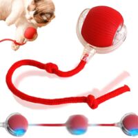 Jouet pour Chien,Jouet Chien Indestructible Jouet Interactif Chien Jeux Chien Accessoires Chien Smart Balle Roulante Automatique pour Chats et Chiens (Rouge)