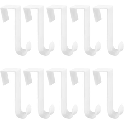 Lot de 10 crochets de porte en plastique durable pour porte d'armoire, tiroir de salle de bain, chambre à coucher, cuisine (blanc) (1/5)