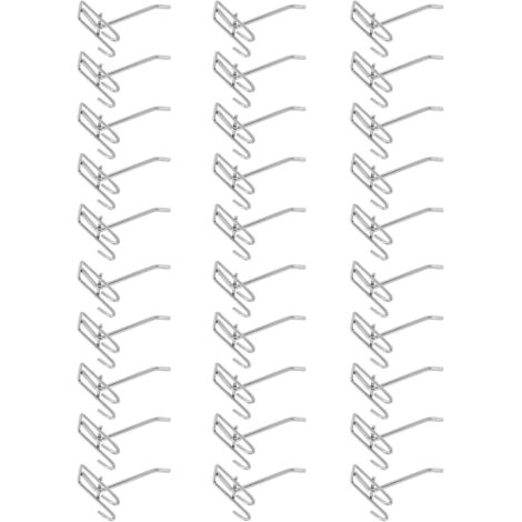 30 Pièces Crochets Panneaux Perforés, Métal Crochets Muraux pour Organiser Outils, Établis, Rayonnages de Magasins, pour les Garages, Remises à Outils (10cm) (1/5)