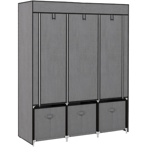 Armoire en Tissu Pliable Gris Foncé 125x43x162.5cm Fermeture Éclair, Dressing Non Tissé (1/5)