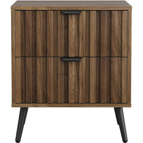 Table de Chevet Moderne Noyer 45x40x53cm 2 Tiroirs, Rangement Pratique Chambre and Salon (1/5)