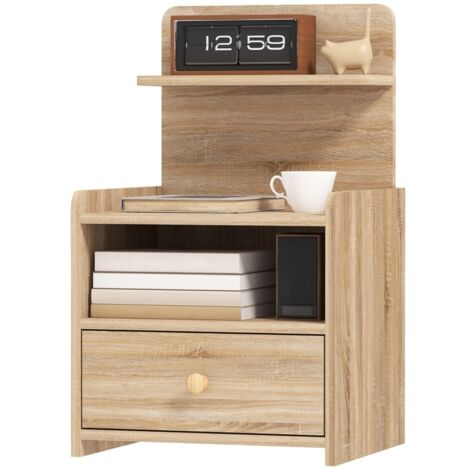 Table de Chevet Appoint Couleur Bois Naturel Rangement Antidérapant, Meuble Moderne (1/5)