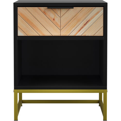 Table de Chevet Moderne 43x40x55cm 1 Tiroir and Niche Ouverte, Meuble Rangement Chambre (1/5)