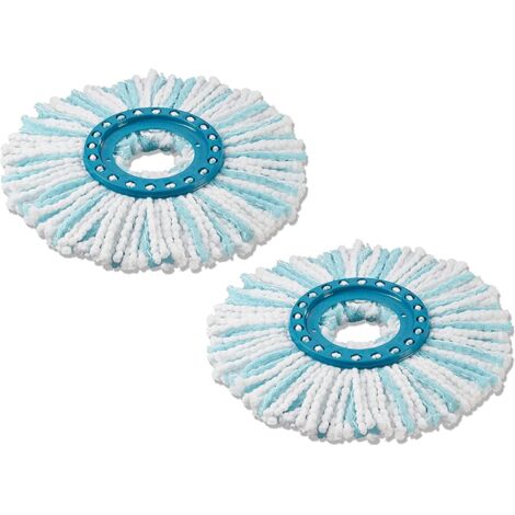 Lot de 2 têtes de rechange Clean Twist Disc Mop micro duo – Absorption complète de la saleté – Franges turquoises pour tous types de sols