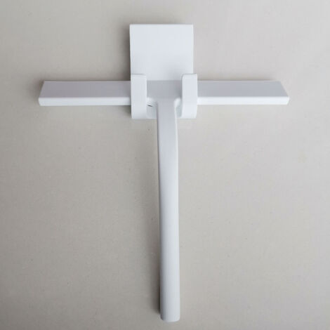 Raclette de Douche - 21 cm Blanc - raclette de vitre pour Salle de Bain - Silicone INOX vitres Crochet Inclus Accessoires de Douche matériel de Nettoyage ménage