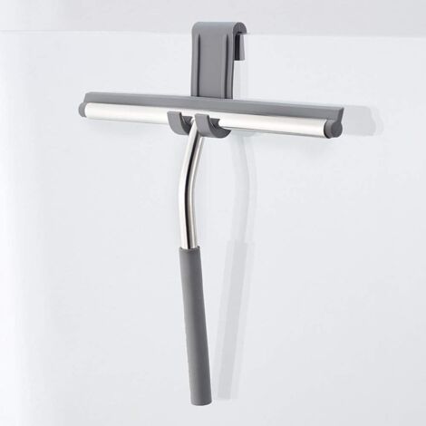 Raclette de douche en acier inoxydable de qualité supérieure, sans Perçage, raclette de douche en siliCône pour miroirs, fenêtres, nettoyage du verre - Gris-Fei Yu (1/5)