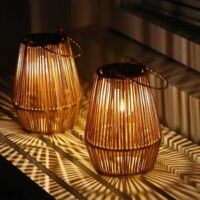 Lanterne solaire rotin diamant tungstène étanche