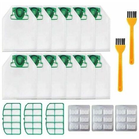 12 sacs pour aspirateur Vorwerk Kobold VK200 FP200 avec 3 filtres moteur, 18 pastilles parfumées, 2 brosses, sacs de rechange pour Kobold VK200 FP200-AquaForge (1/5)