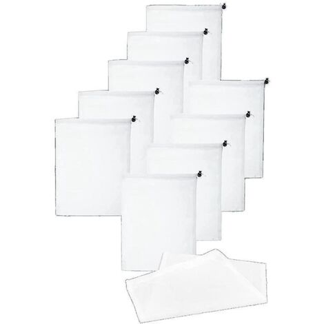 Lot de 10 sacs en nylon à mailles fines pour aspirateur de piscine, 23 x 30 cm, avec cordon de serrage.-AquaForge