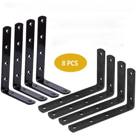 Supports d'étagère renforcés, lot de 8 pièces, fixation murale 125 x 75 mm, support fixe à 90° - AquaForge (1/5)