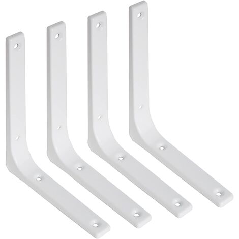 Support mural en L, étagère en fer de 10 x 10 cm (4 x 4 pouces), pour installation murale suspendue, lot de 4, blanc brillant - AquaForge (1/4)