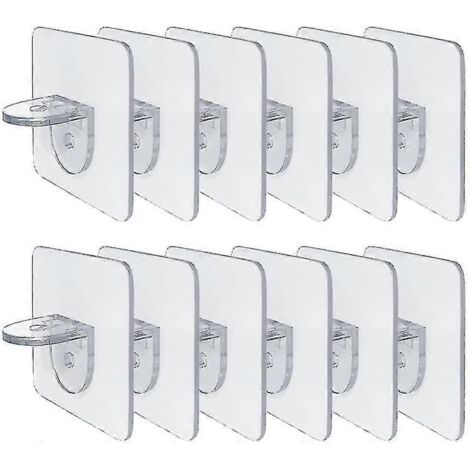 Lot de 12 supports auto-adhésifs pour étagères, placards et étagères en verre. - AquaForge (1/4)
