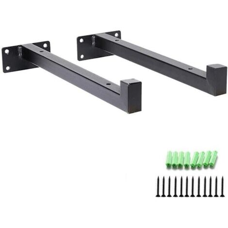 Supports d'étagère renforcés - Support flottant métallique de 20 cm avec bride, fixation murale rétro (lot de 2, noir) - AquaForge (1/3)