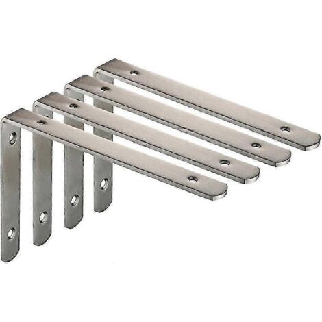 Équerres d'angle en acier inoxydable renforcé en forme de L, supports d'étagère, nickel brossé, lot de 4 (250x150x4 - AquaForge) (1/5)
