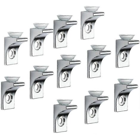 Support d'étagère en verre, lot de 12, en alliage de zinc chromé poli, incliné avec ventouse [DB]-AquaForge (1/5)