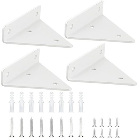 Supports d'étagère, lot de 4, triangulaires, invisibles, en fer massif, pour fixation murale. - AquaForge (1/3)