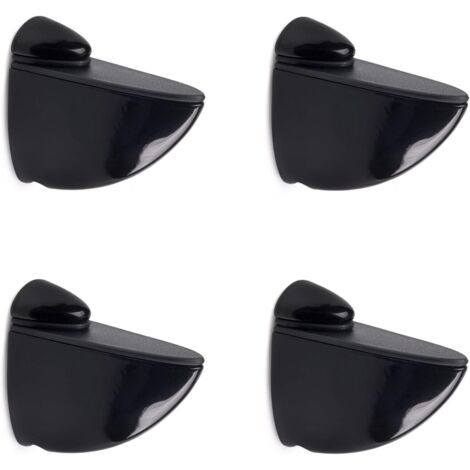 Lot de 4 supports réglables noirs - style moderne pour étagères en verre de 3 à 16 mm d'épaisseur, installation facile - AquaForge (1/5)