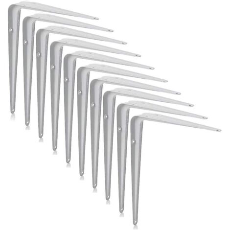 Supports d'étagère London, fixation murale pour étagères, bibliothèques, étagères flottantes, blanc, lot de 10 (10 x 7,5 cm) - AquaForge (1/3)