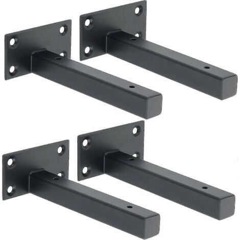 Support mural industriel pour étagère, dissimulé, noir mat, lot de 4 Hy-AquaForge (1/5)