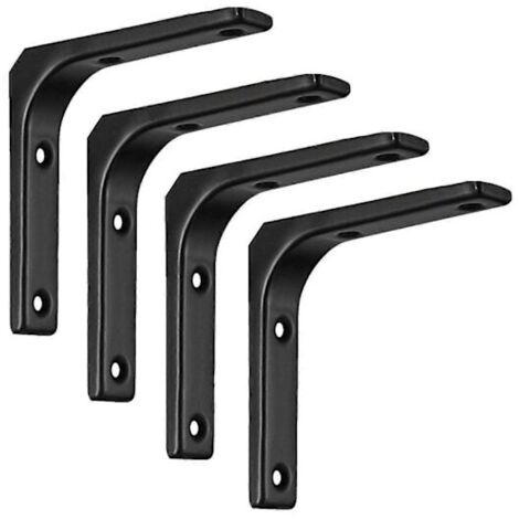 Lot de 4 supports d'étagère muraux en acier renforcé, en forme de L, noirs, 100 x 100 mm. - AquaForge (1/5)