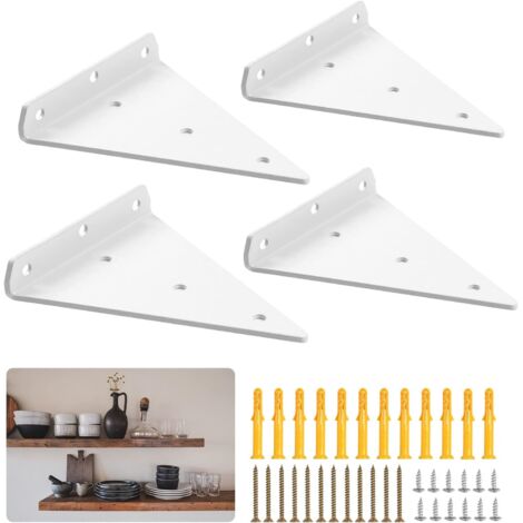 Support d'étagère triangulaire de 6,5 pouces, fixation murale flottante décorative dissimulée, lot de 4 (blanc - AquaForge) (1/5)
