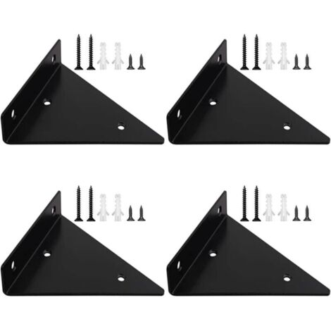 Lot de 4 supports métalliques invisibles pour étagères flottantes, fixation murale, 170 × 130 mm, noirs. - AquaForge (1/5)