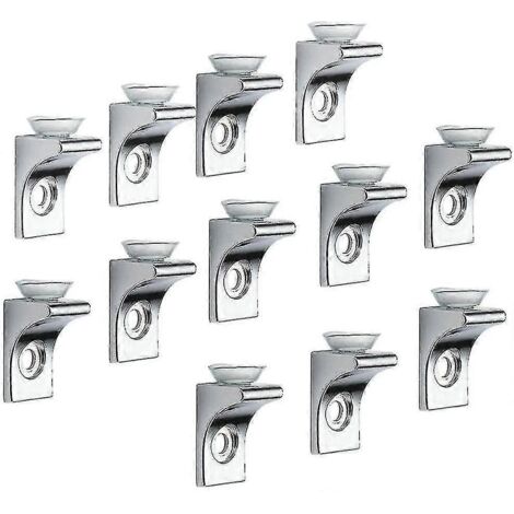 Support pour étagère en verre, lot de 12, en alliage de zinc chromé poli, pince coudée avec base à ventouse. - AquaForge (1/5)