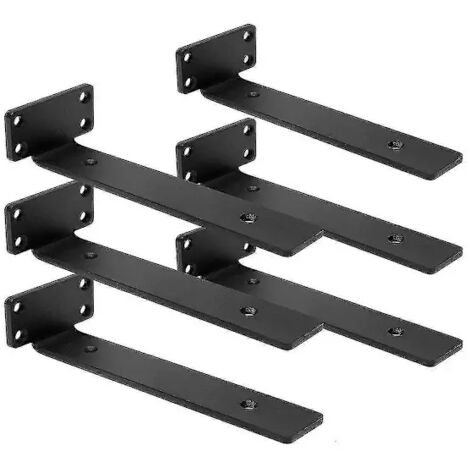 Supports d'étagère flottante renforcés (1/5 pouce d'épaisseur), dissimulés, en forme de L, en fonte, acier inoxydable - AquaForge (1/5)